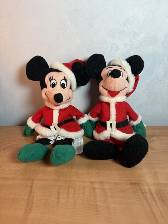 Disney Store Other - Mickey & Minnie Mouse Santa Disney Store Mini Bean Bag Plushes 9”